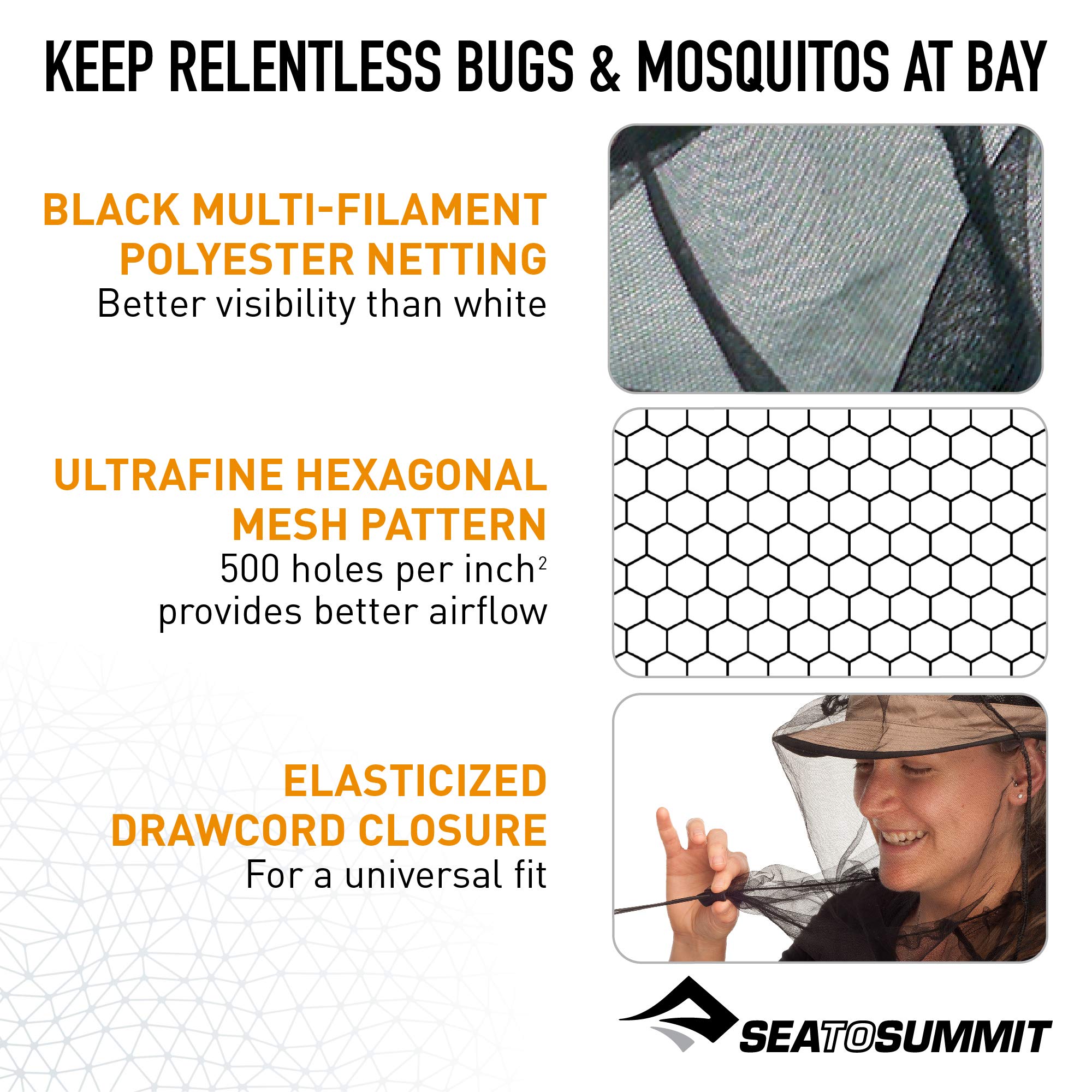 Sea to Summit Permethrin-Treated Mosquito Head Net Mesh Face Cover for Insects and Bugs - Image 3
