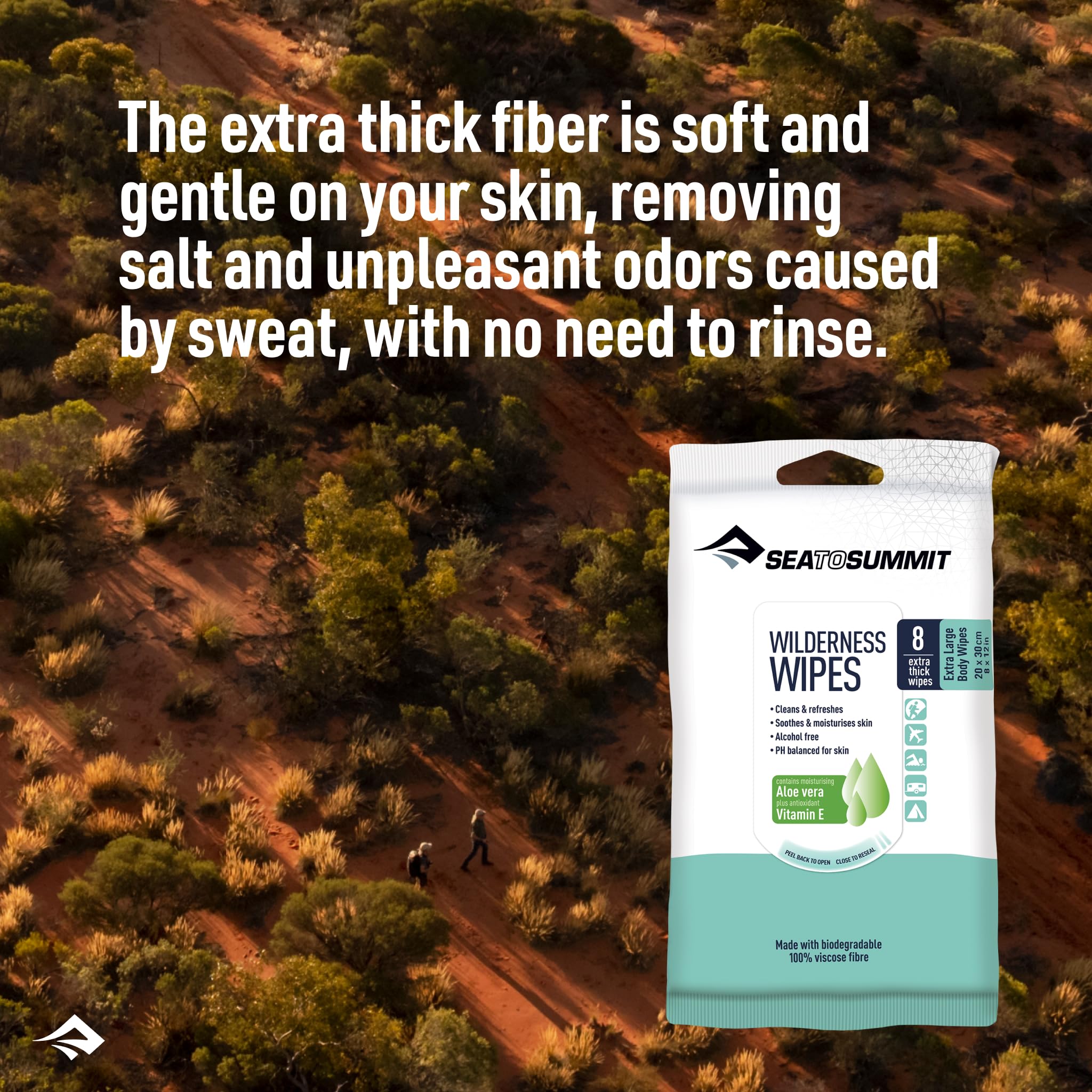 Sea to Summit XL Wilderness Wipes Rinse-Free Body Wipes, 2-Pack (8 Wipes per Pack) - Image 3
