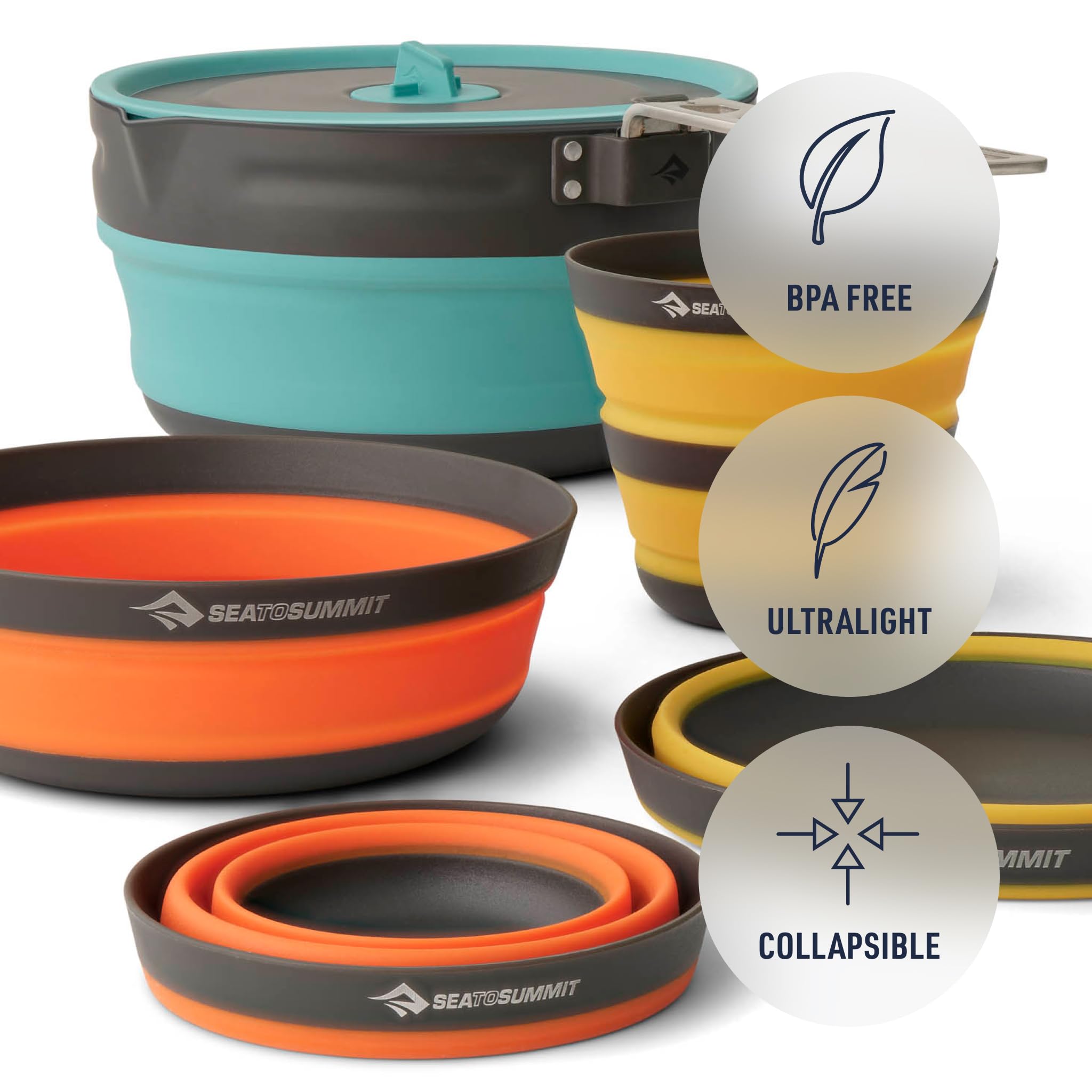 Sea to Summit Frontier Ultralight Collapsible One Pot Cook Set, 2-Person (1 Pot, 2 Bowls, 2 Cups) - Image 4