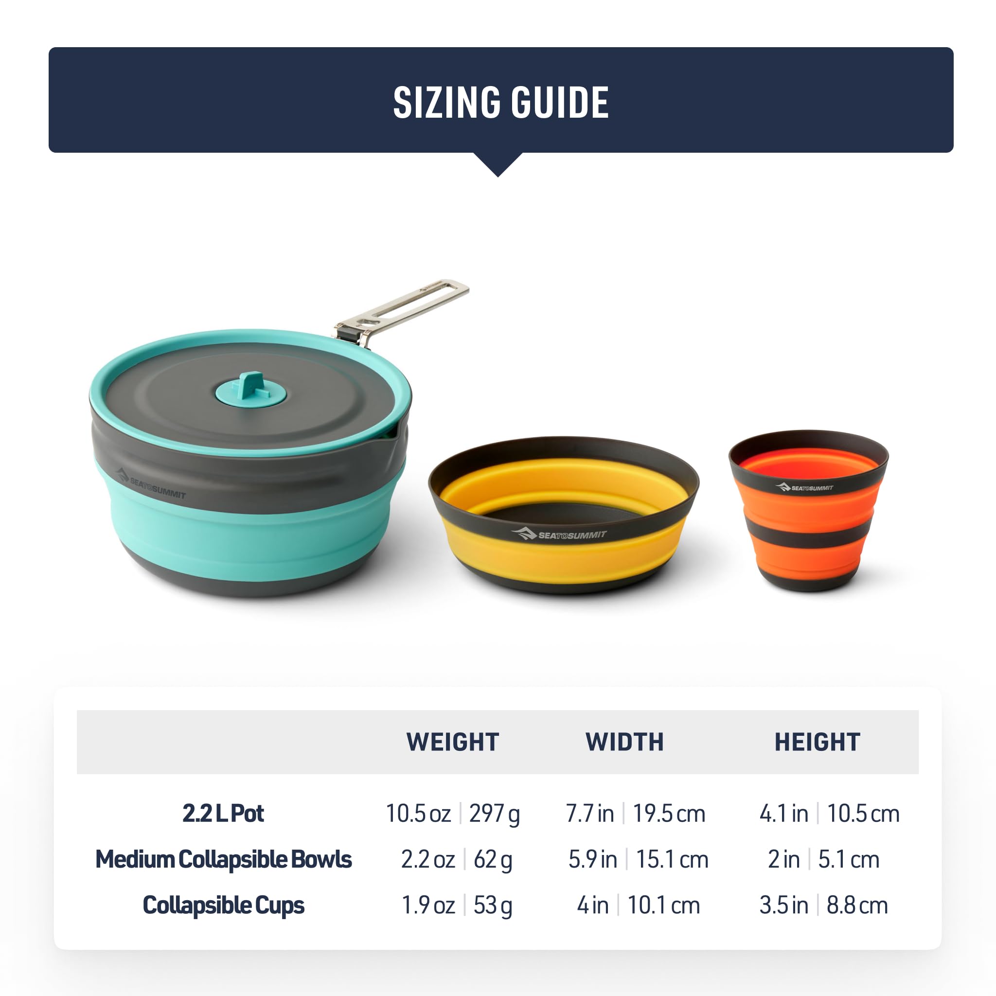 Sea to Summit Frontier Ultralight Collapsible One Pot Cook Set, 2-Person (1 Pot, 2 Bowls, 2 Cups) - Image 5